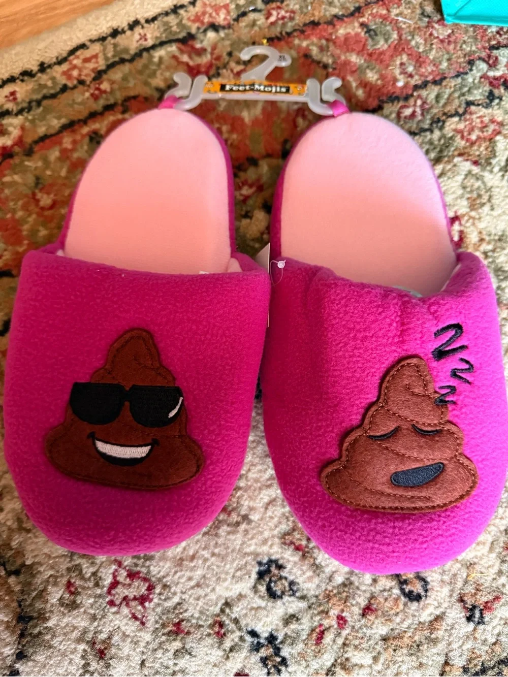 Pink Emoji Poop Slip-On Slippers